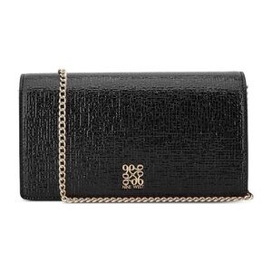 Nine West Black Textured Crossbody Clutch with Gold Chain